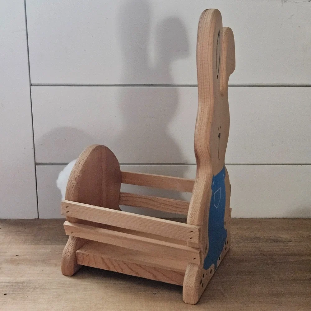 Vintage Camel Wood Products Wooden Bunny Basket Crate Easter Rabbit Decor